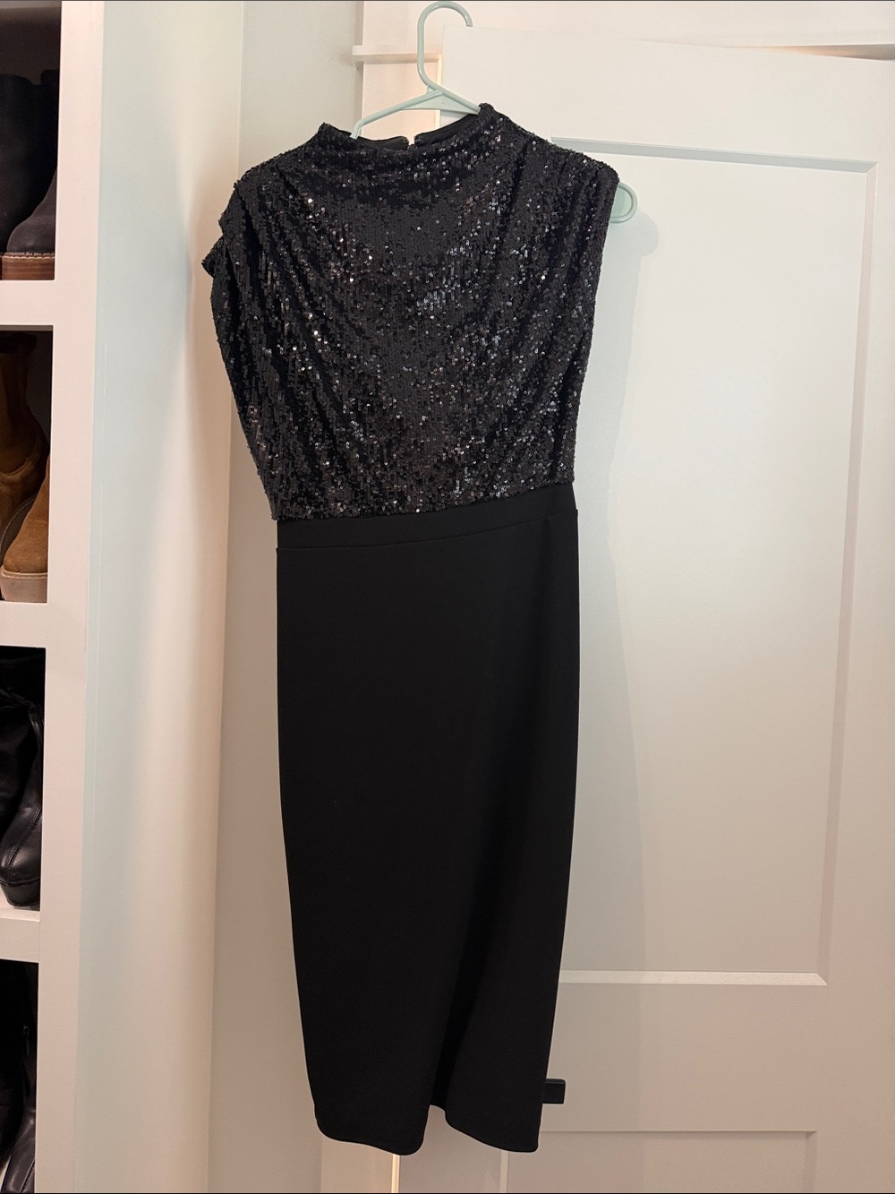 Express Black Sequin Midi Dress